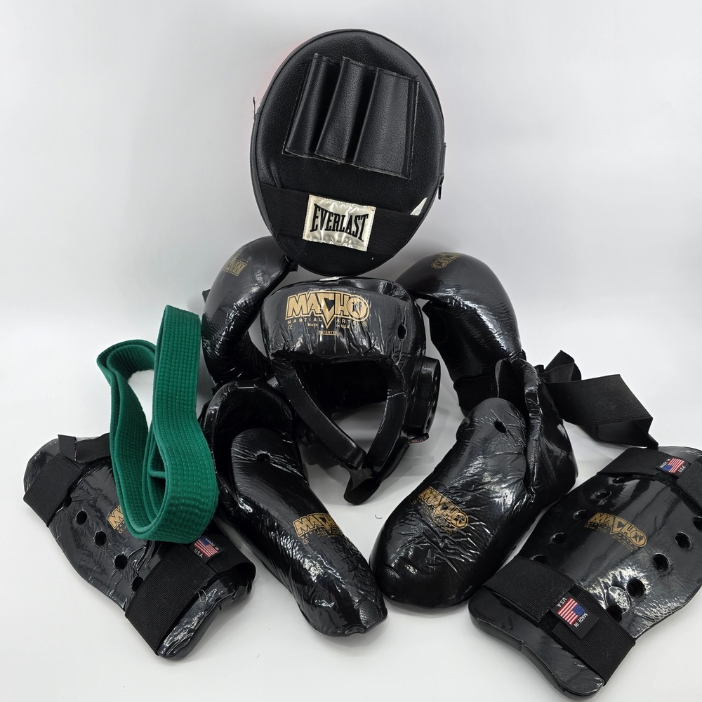 Macho‎ Martial Arts Adult Sparring Gear Set Everlast Punch Mitt Black